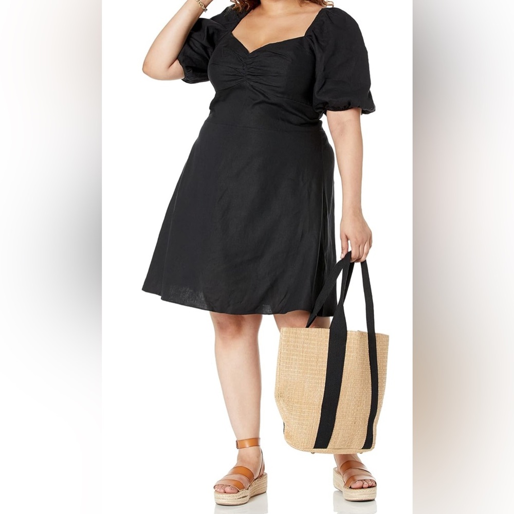 New The Drop Women’s Nala Twist front Black dress 3X 100% Linen Machine Wash… - Picture 5 of 5